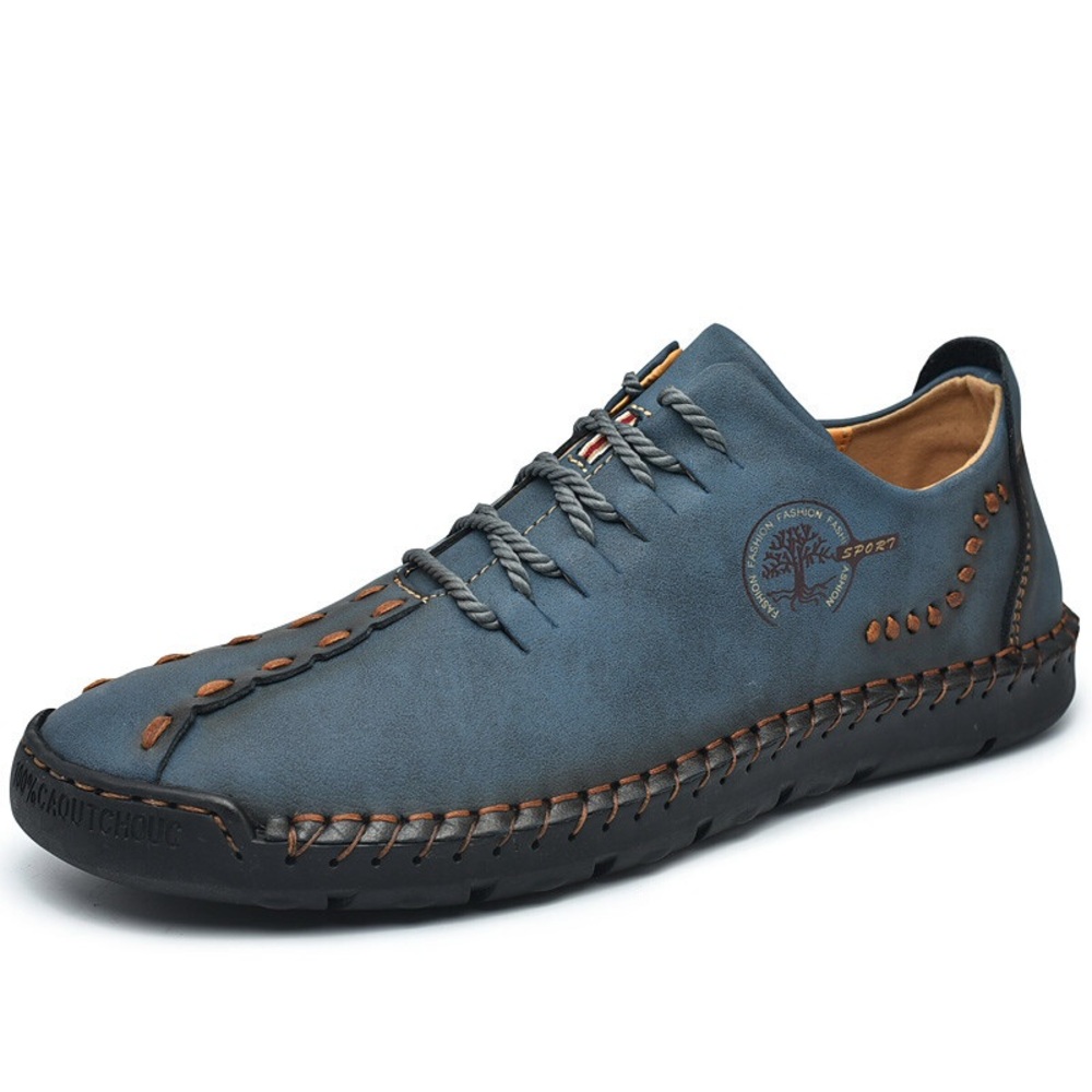 Fashion Men Leather Shoes Outdoor Retro Footwear Hiking Driving Loafer Sneakers